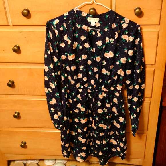 Maison Jules Printed Double Hem Split Neck Dress Blue Petal, Women's Small, NWOT - Picture 1 of 1